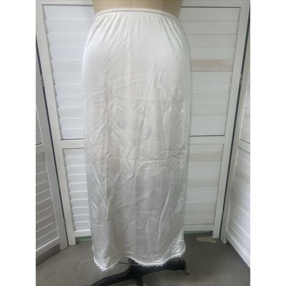Sears Vintage Half Slip 31” Long Egg Shell White Nylon With Lace Hem Sz Small - Picture 1 of 5